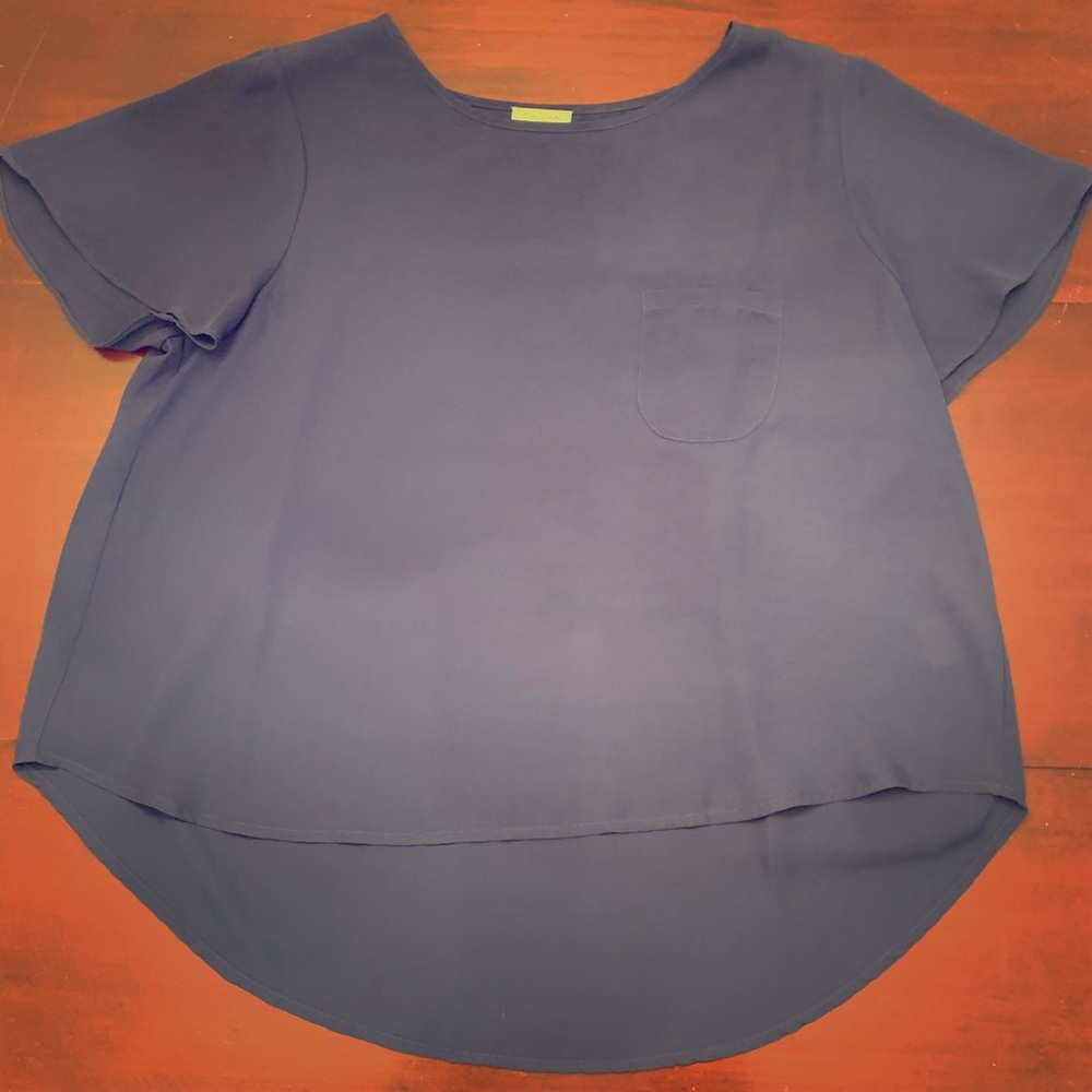 Navy Blue Short Sleeve Blouse